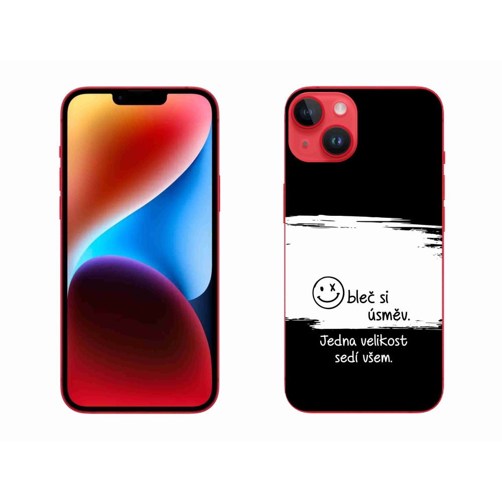 Gelový kryt mmCase na iPhone 14 Plus - vtipný text 8 bíločerné pozadí