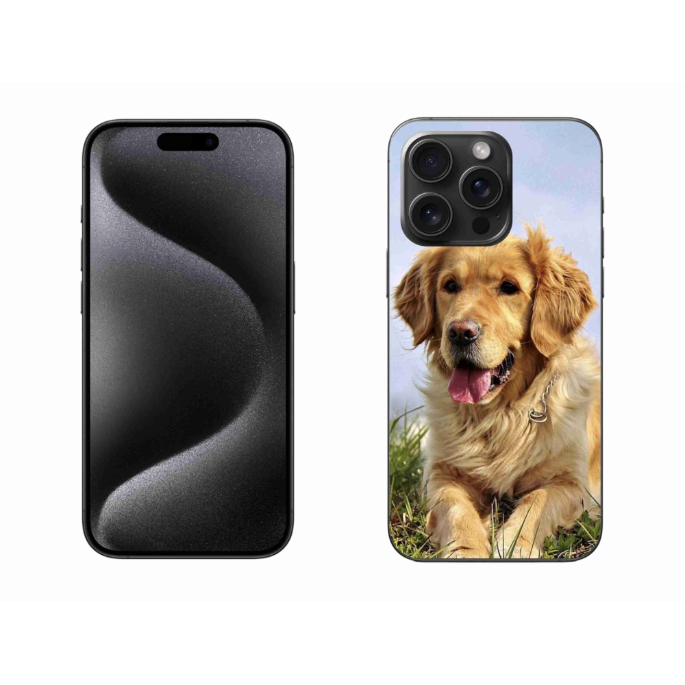 Gelový obal mmCase na iPhone 15 Pro Max - zlatý retrívr
