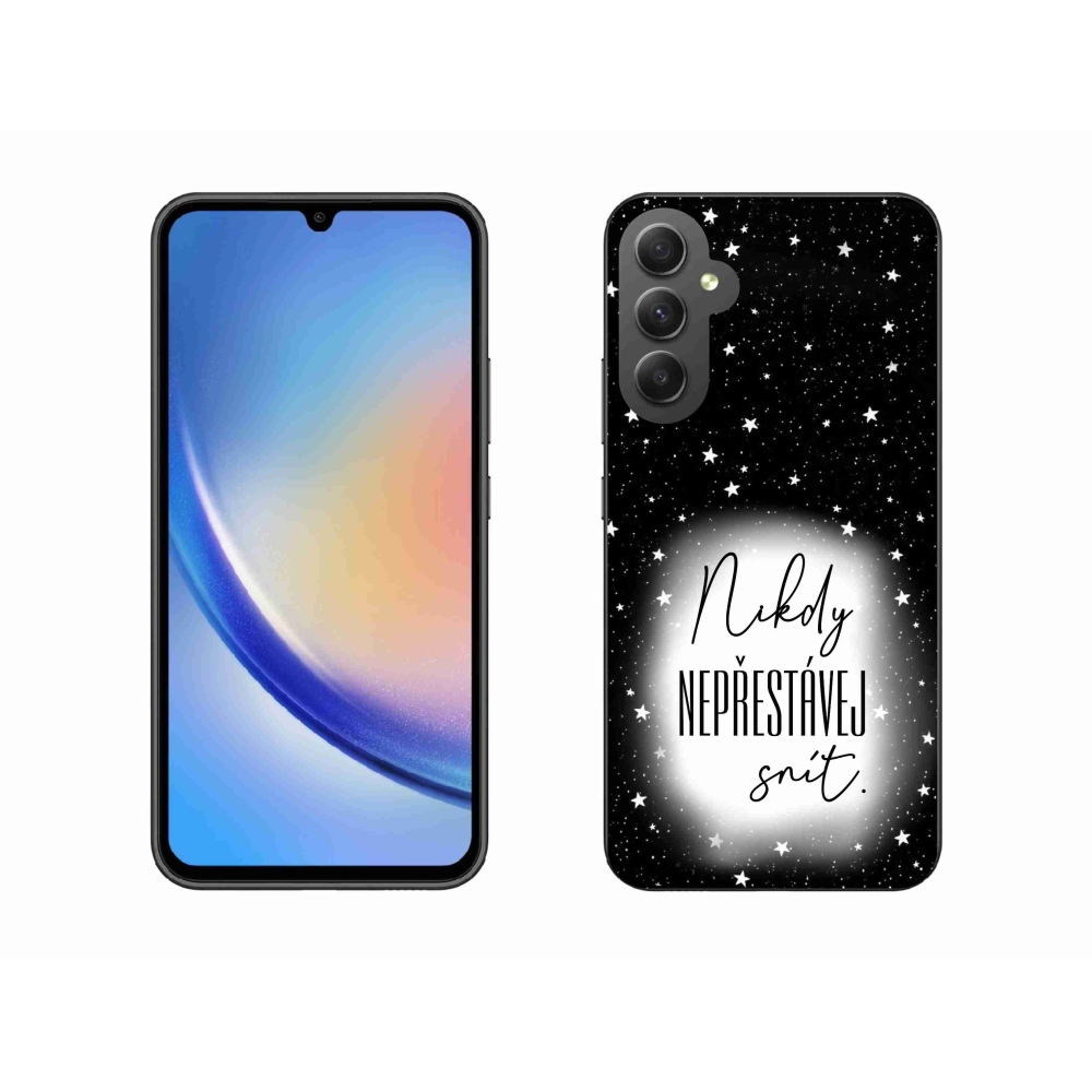 Gelový kryt mmCase na Samsung Galaxy A34 5G - citát 1 bíločerné pozadí
