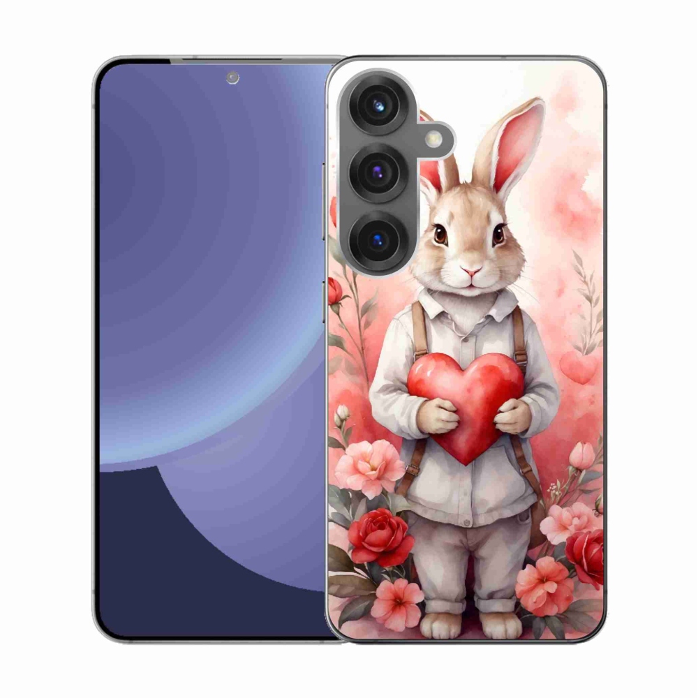 Gelový kryt mmCase na Samsung Galaxy S25 - zajíc se srdíčkem