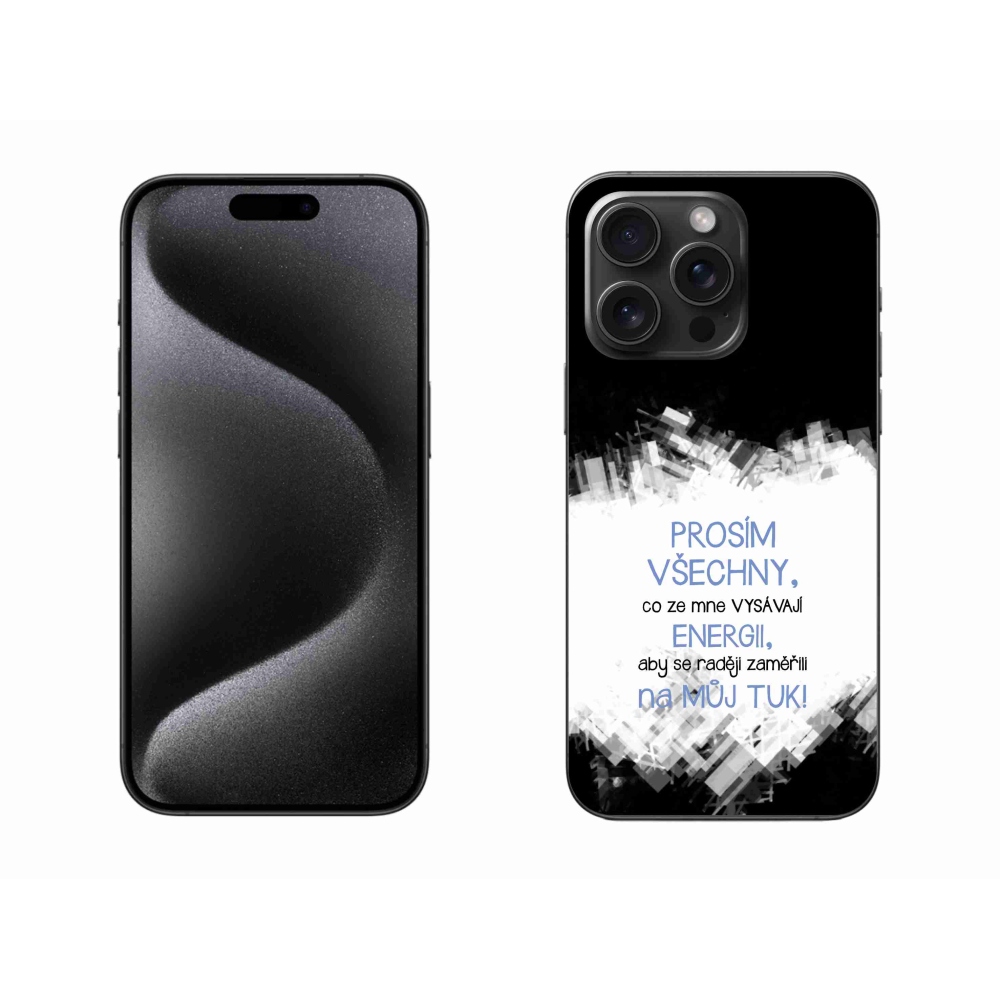 Gelový kryt mmCase na iPhone 15 Pro Max - vtipný text 1 modrý