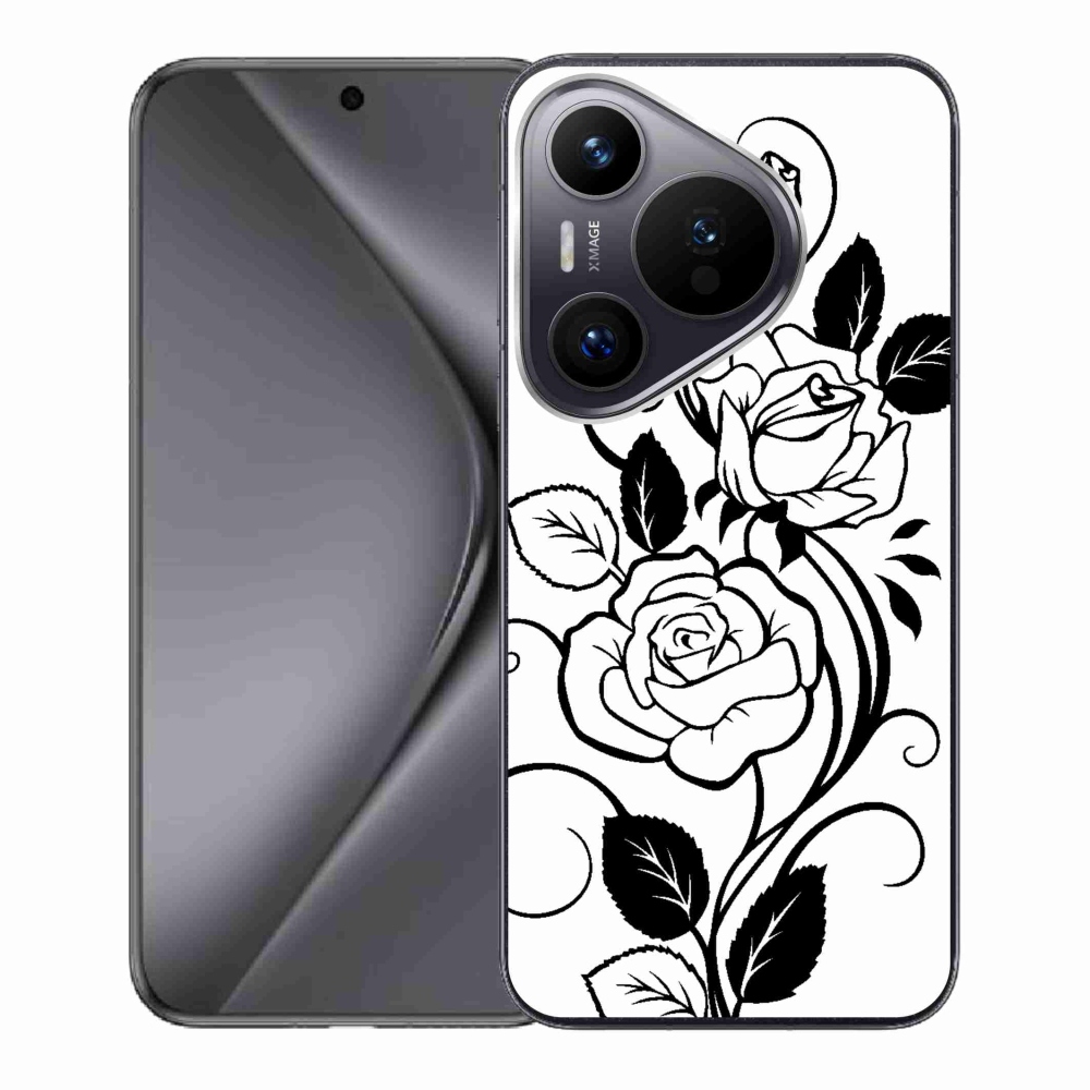Gelový kryt mmCase na Huawei Pura 70 - černobílá růže