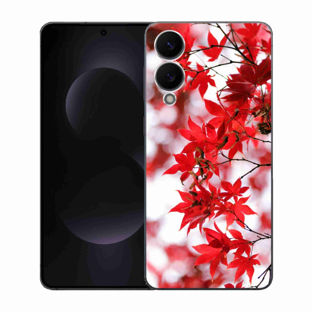 Gelový kryt mmCase na Samsung Galaxy S25 Edge - červené listy