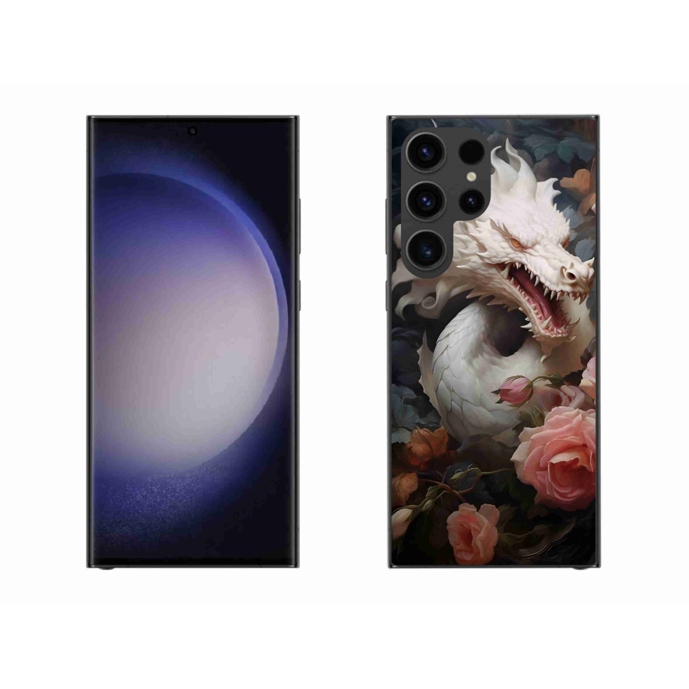 Gelový kryt mmCase na Samsung Galaxy S23 Ultra 5G - bílý drak