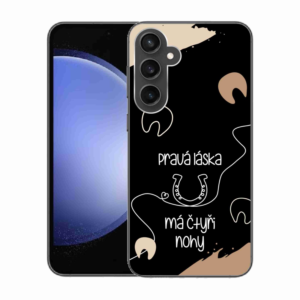 Gelový kryt mmCase na Samsung Galaxy S23 FE - koňský motiv černé pozadí