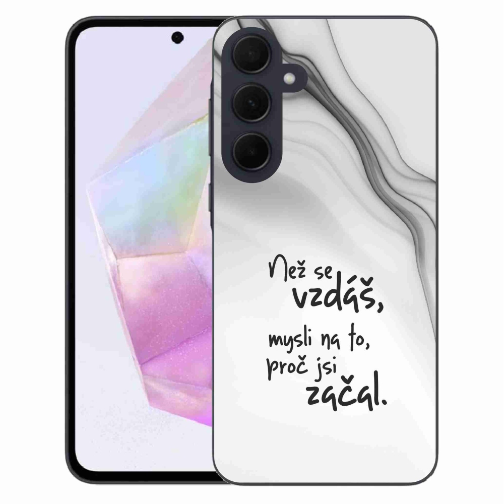 Gelový kryt mmCase na Samsung Galaxy A35 5G - citát 2 bílé pozadí