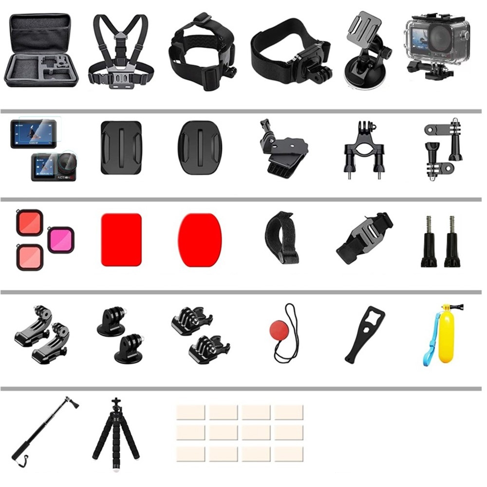 Sada 55v1 příslušenství s vodotěsným pouzdrem pro DJI Osmo Action 5 Pro, 4 a 3