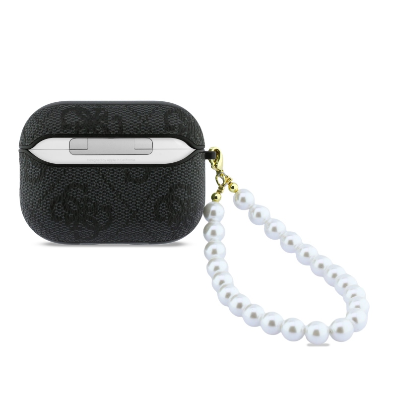 Guess PU 4G Classic Logo Pearl Strap Pouzdro pro AirPods Pro 3 Black