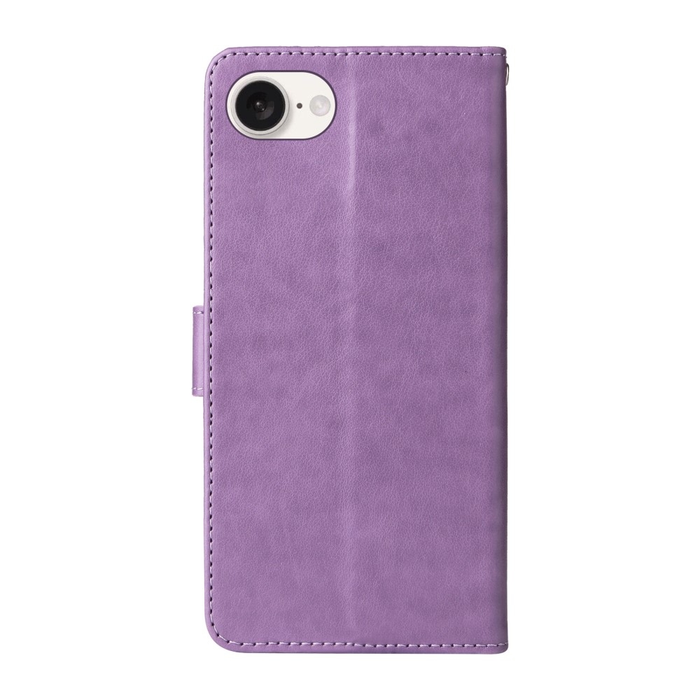 Flowery knížkové pouzdro na iPhone 16e - fialové