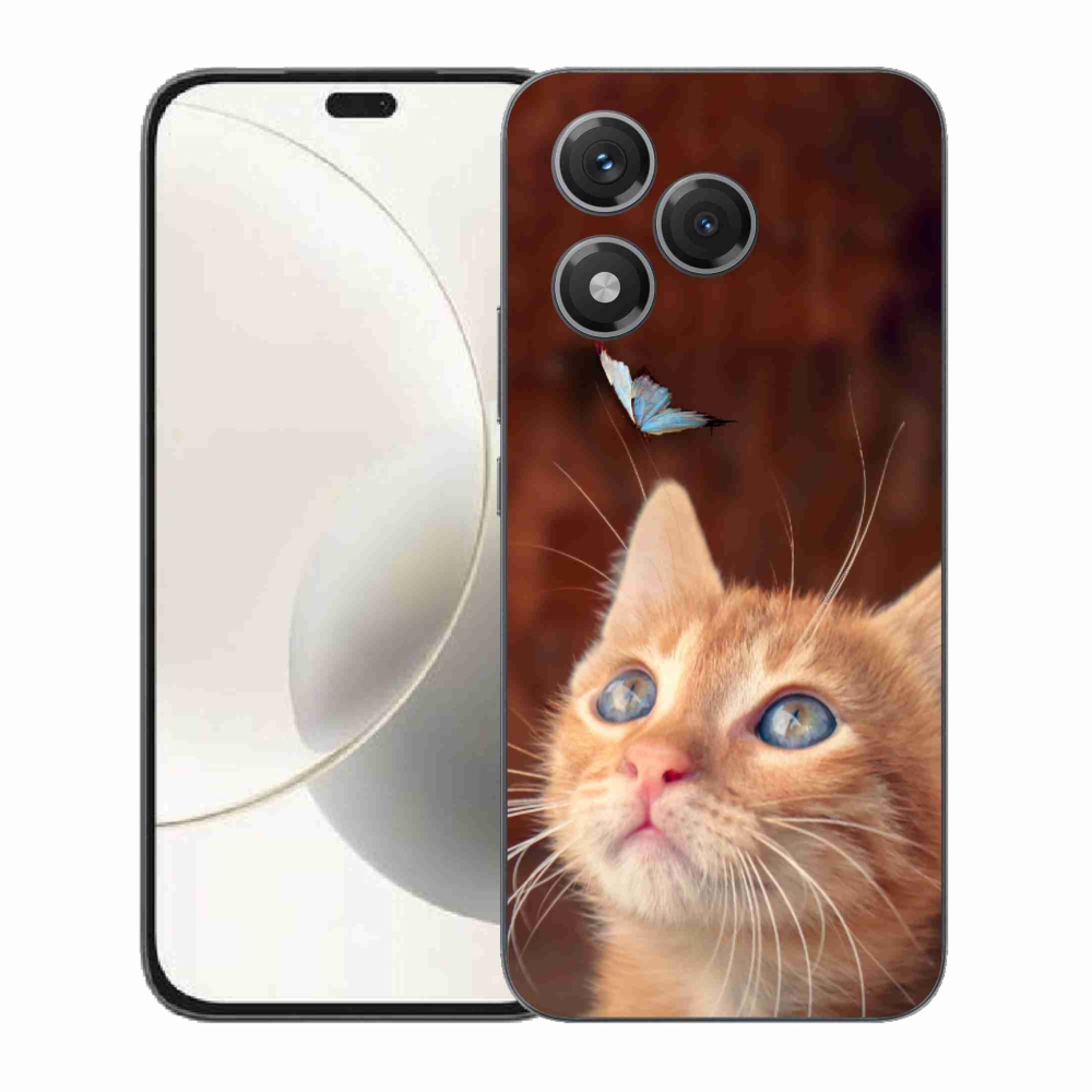 Gelový kryt mmCase na Honor 400 Lite - motýl a kotě