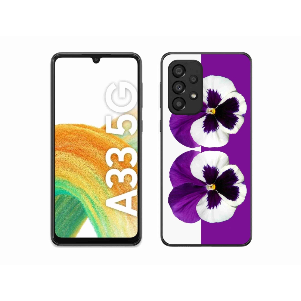 Gelový kryt mmCase na Samsung Galaxy A33 5G - fialovobílý květ