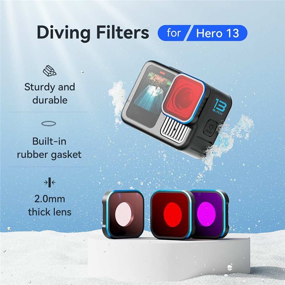 AMAGISN potápěčský filtr pro GoPro Hero 13/12/11/11 Mini/10/9 - červený