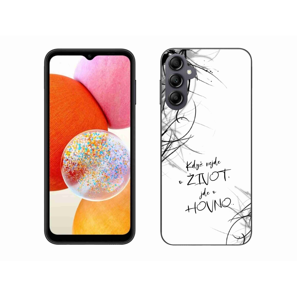 Gelový kryt mmCase na Samsung Galaxy A14 4G/5G - vtipný text 16 bílé pozadí