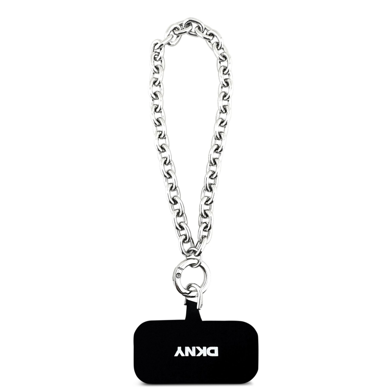 DKNY PU Leather Metal Logo Wrist Chain MagSafe Zadní Kryt pro iPhone 17 Pro Max Black