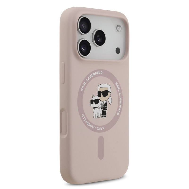 Karl Lagerfeld Liquid Silicone Karl and Choupette MagSafe Zadní Kryt pro iPhone 17 Pro Pink