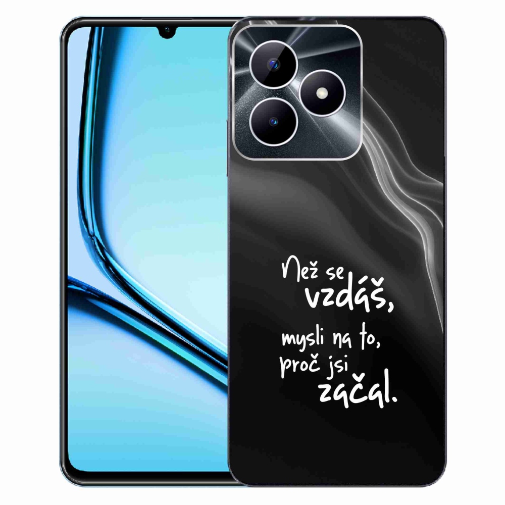 Gelový kryt mmCase na Realme Note 50 - citát 2 černé pozadí