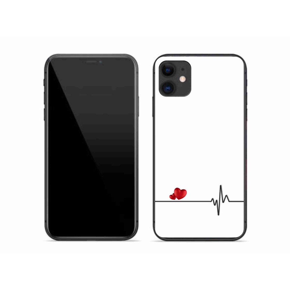 Gelový kryt mmCase na iPhone 11 - srdce a tep bílé pozadí