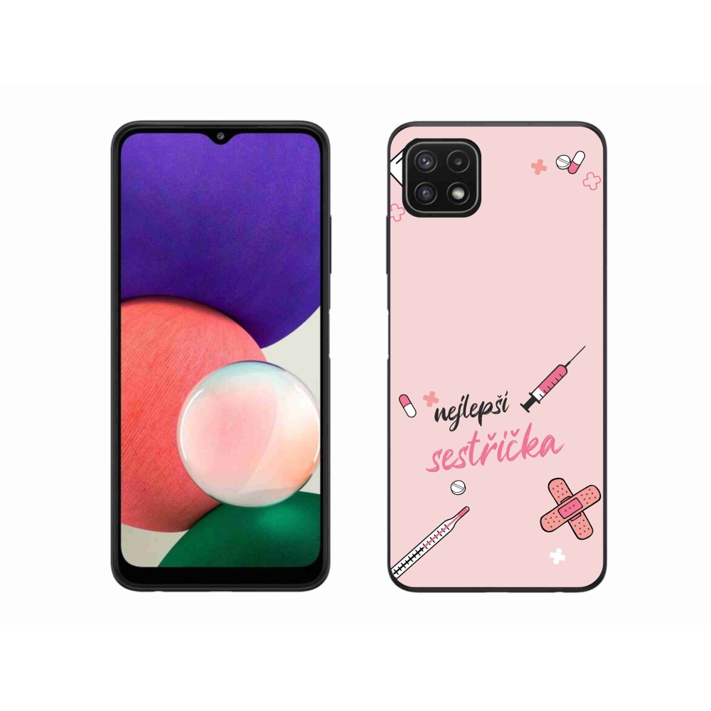 Gelový kryt mmCase na Samsung Galaxy A22 5G - nejlepší sestřička růžové pozadí