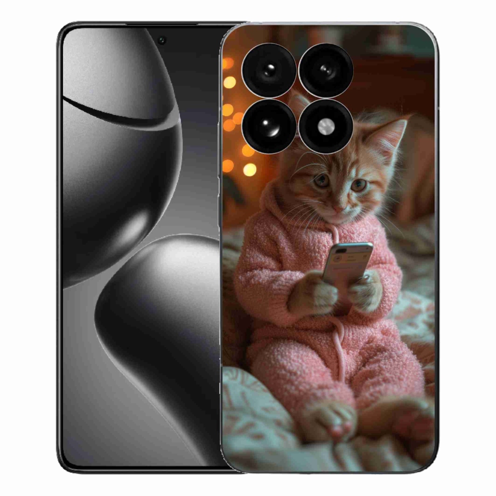 Gelový kryt mmCase na Xiaomi 15T - kotě s mobilem