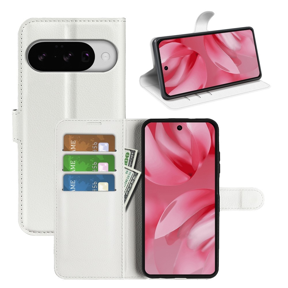 Litchi knížkové pouzdro na Google Pixel 10 - bílé