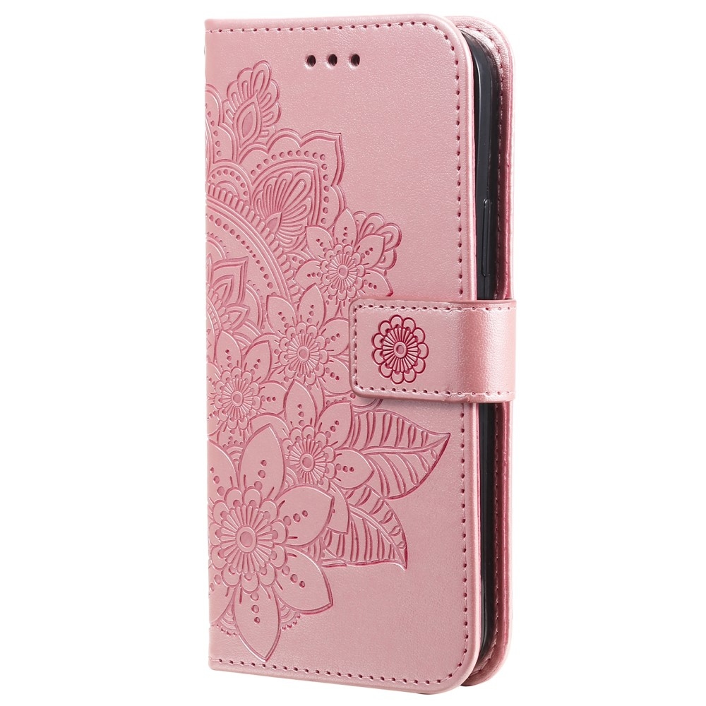 Floral knížkové pouzdro na Samsung Galaxy S25+ - růžové
