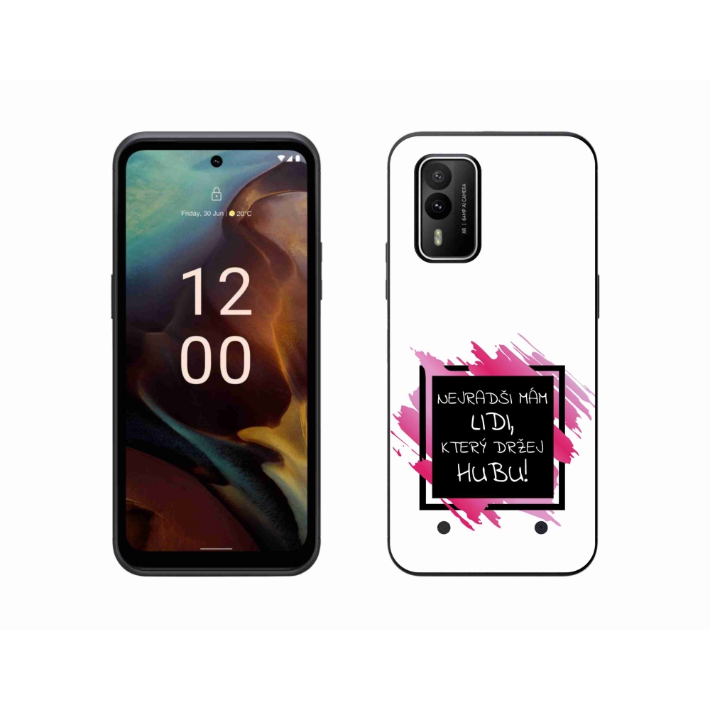 Gelový kryt mmCase na Nokia XR21 - vtipný text 7 černobílé pozadí