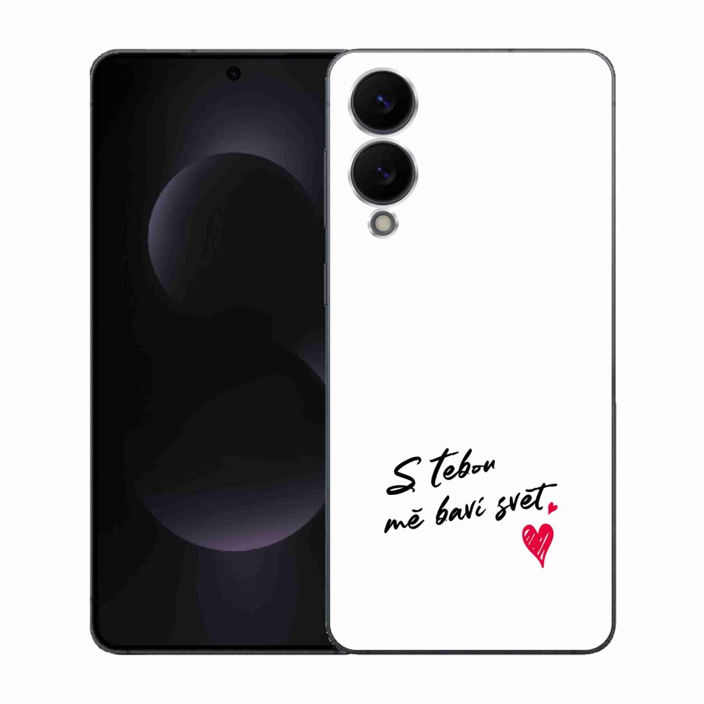 Gelový kryt mmCase na Samsung Galaxy S25 Edge - zamilovaný text 1 bílé pozadí