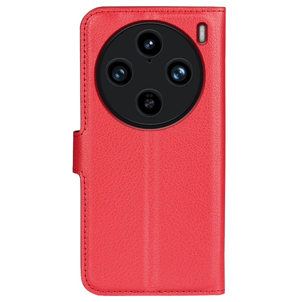 Litchi knížkové pouzdro na Vivo X100 Pro 5G - červené