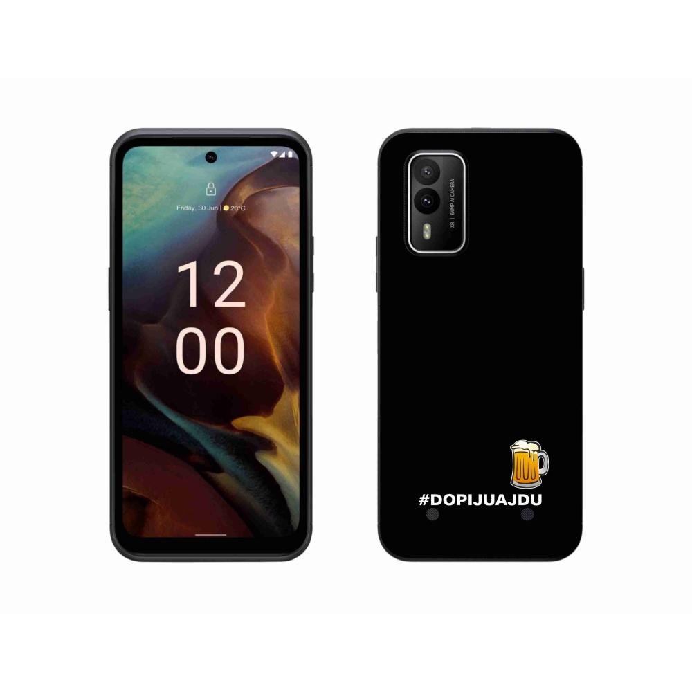 Gelový kryt mmCase na Nokia XR21 - pivní motiv 1 černé pozadí