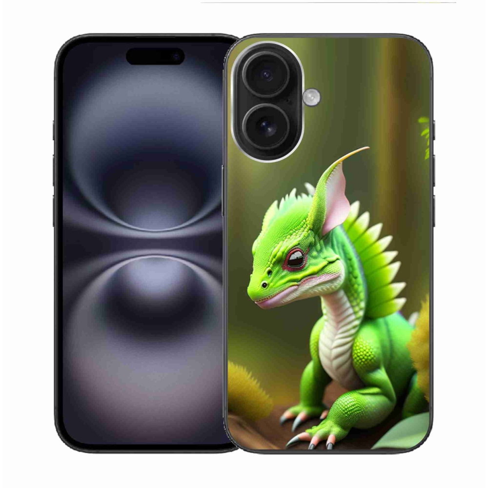 Gelový kryt mmCase na iPhone 16 - zelený dráček