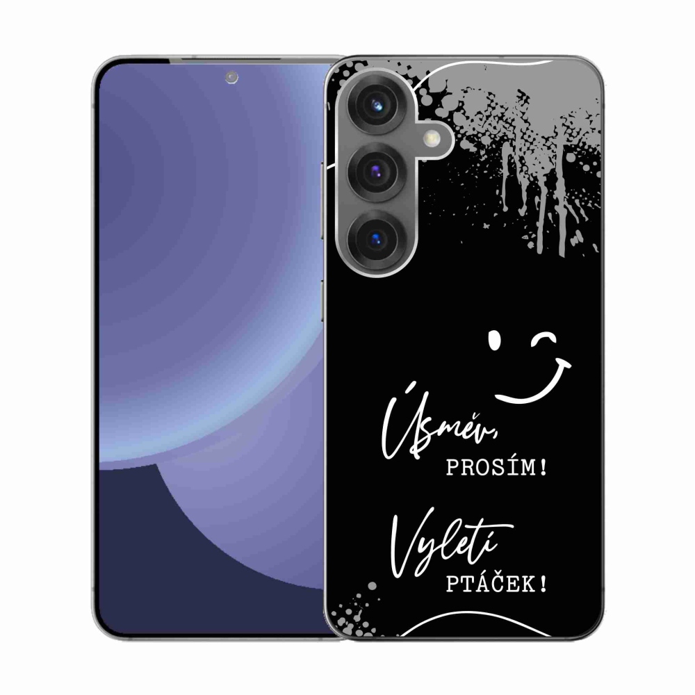 Gelový kryt mmCase na Samsung Galaxy S25 - vtipný text 4 černé pozadí