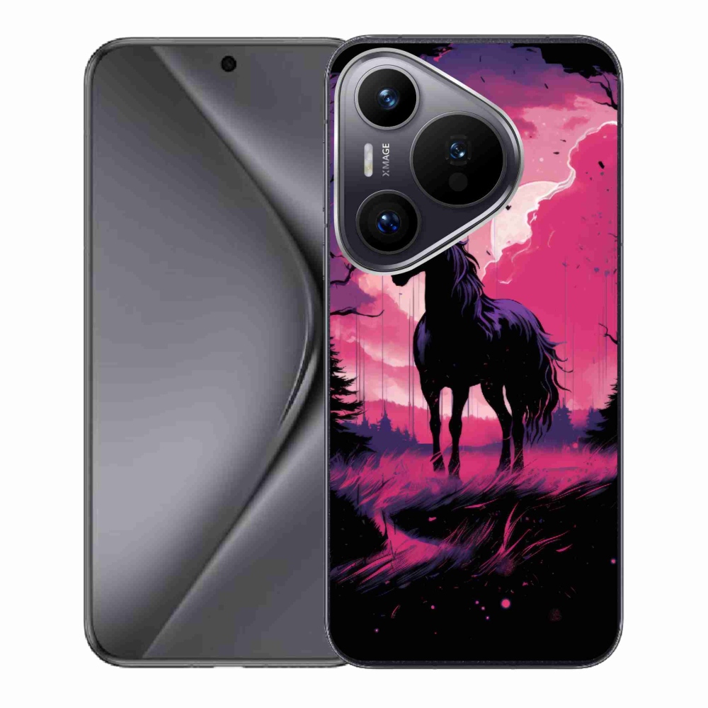 Gelový kryt mmCase na Huawei Pura 70 - černý kreslený kůň 1