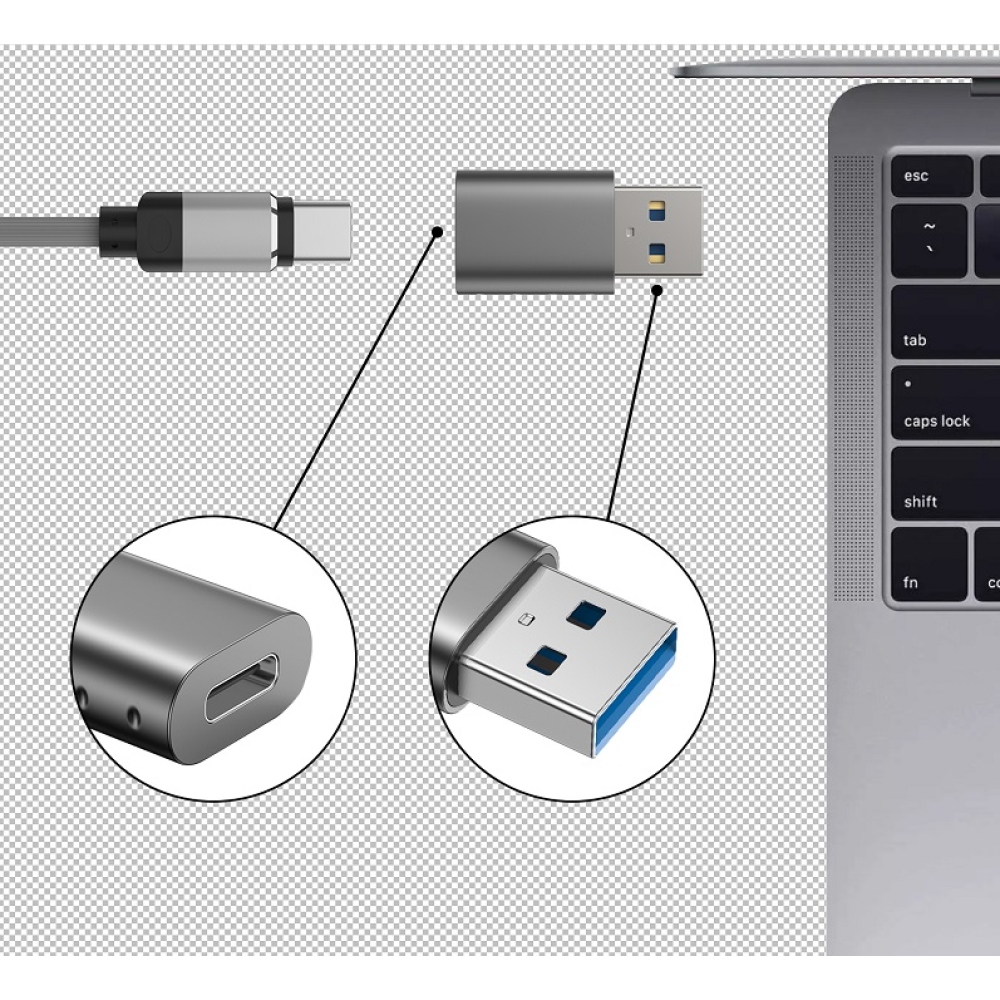 Swissten redukce USB-A (m)/USB-C (f)