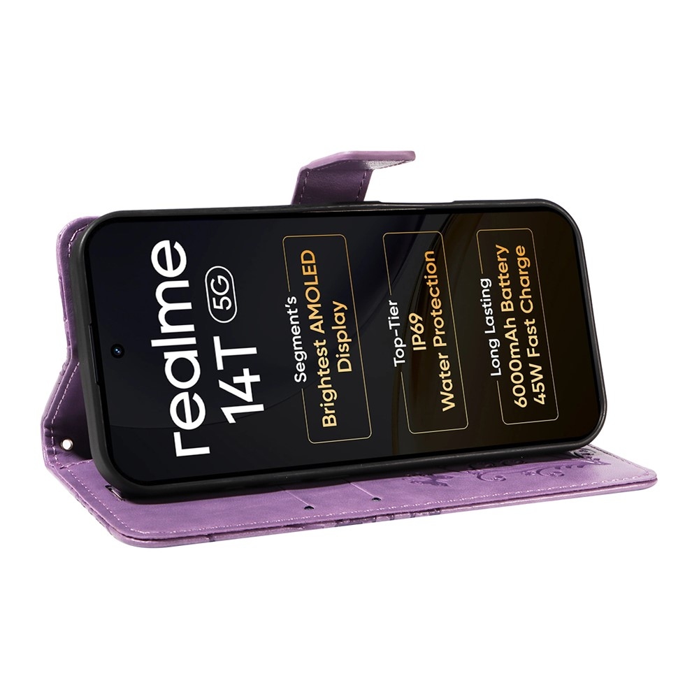 Big Butterfly knížkové pouzdro na Realme 14 5G/14T 5G - fialové
