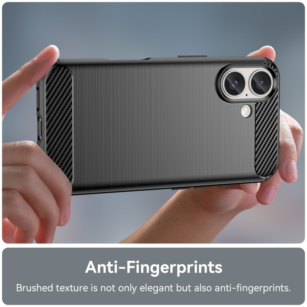 Carbon odolný gelový obal na iPhone 16 - černý