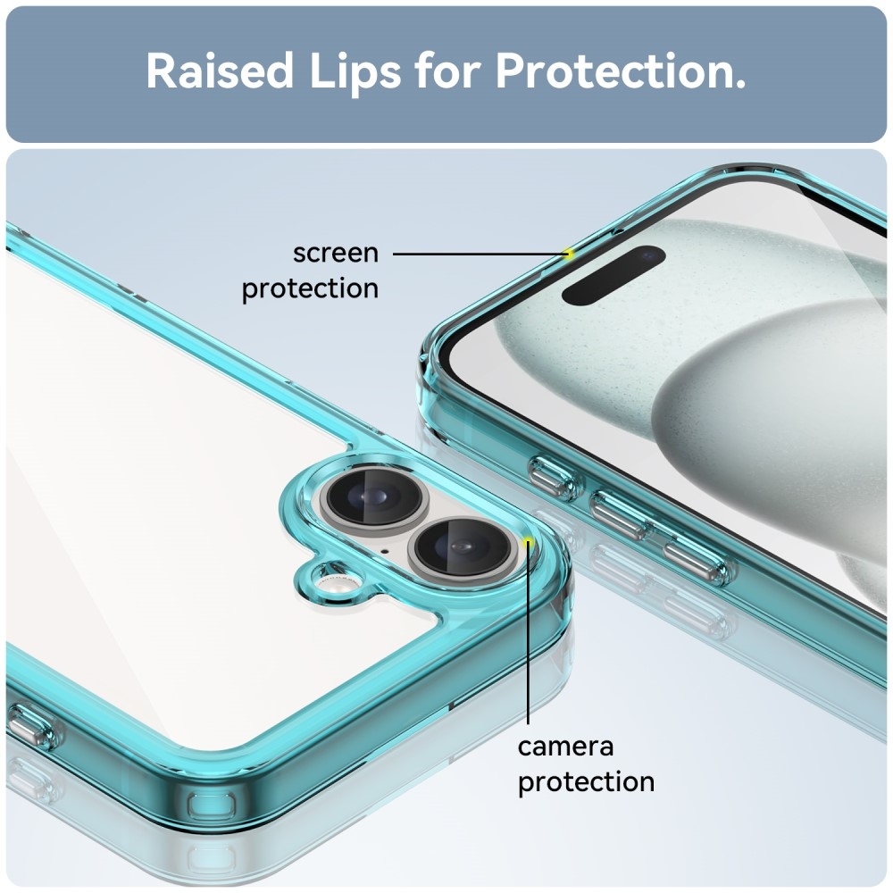 Gelový obal s pevnými zády na iPhone 16 - světlemodrý