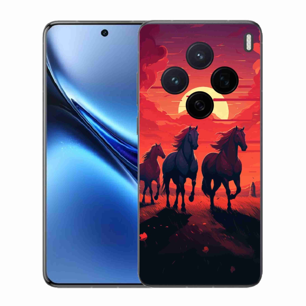 Gelový kryt mmCase na Vivo X200 5G - koně a západ slunce