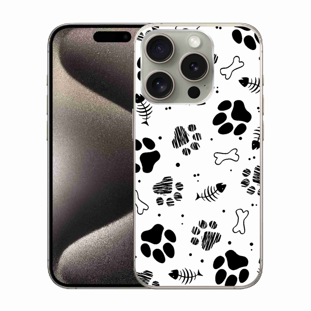 Gelový kryt mmCase na iPhone 15 Pro - psí tlapky 1