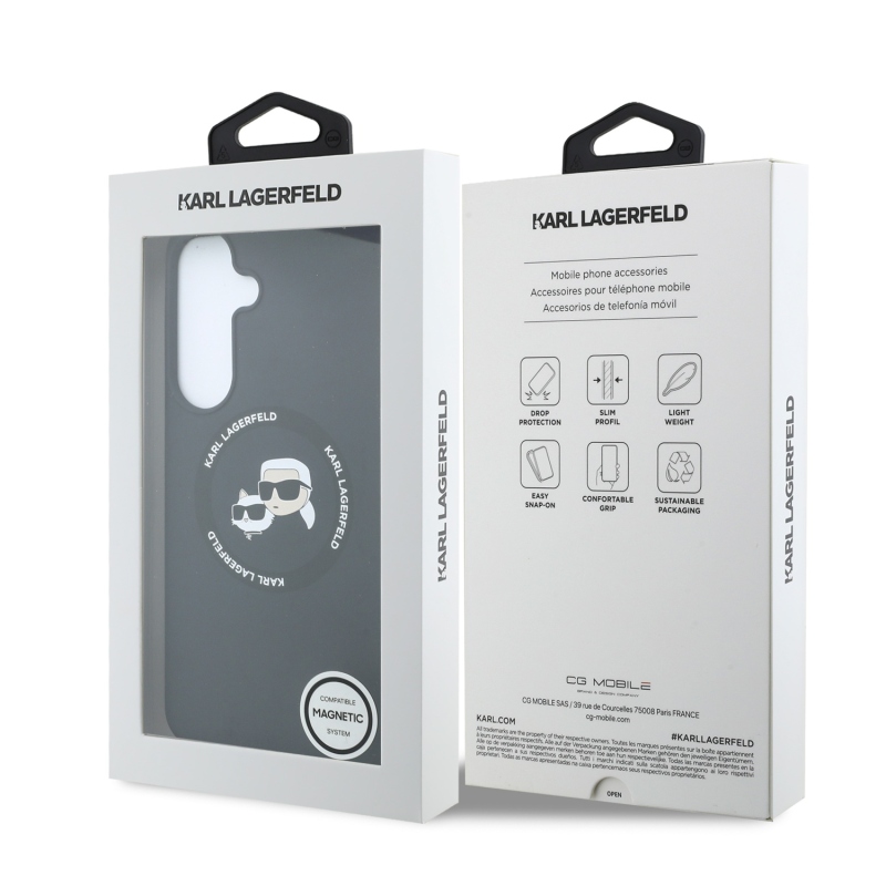 Karl Lagerfeld Liquid Silicone Double Heads Magnetic Zadní Kryt pro Samsung Galaxy S26 FE Black
