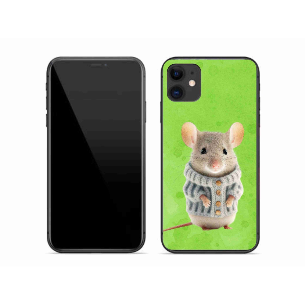 Gelový kryt mmCase na iPhone 11 - myška ve svetru
