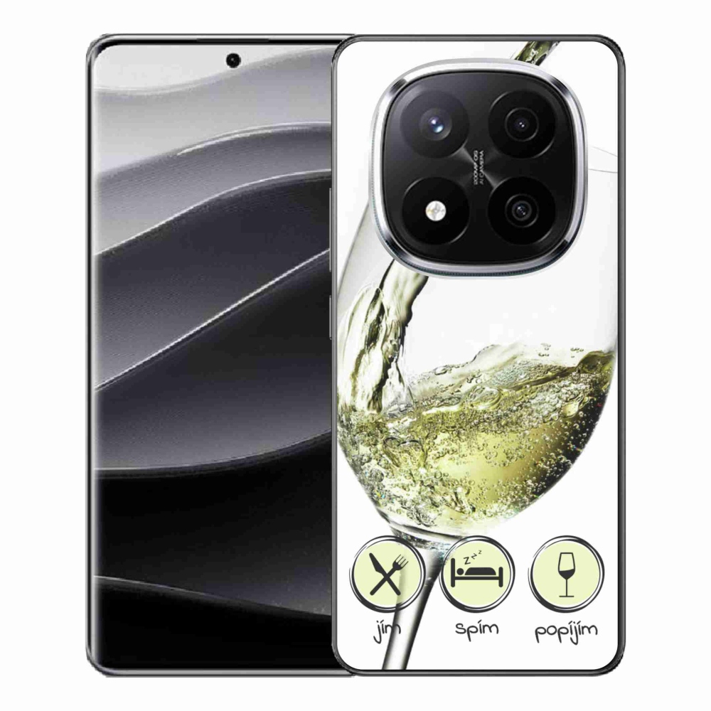 Gelový kryt mmCase na Xiaomi Redmi Note 14 Pro+ 5G - sklenička vína bílé