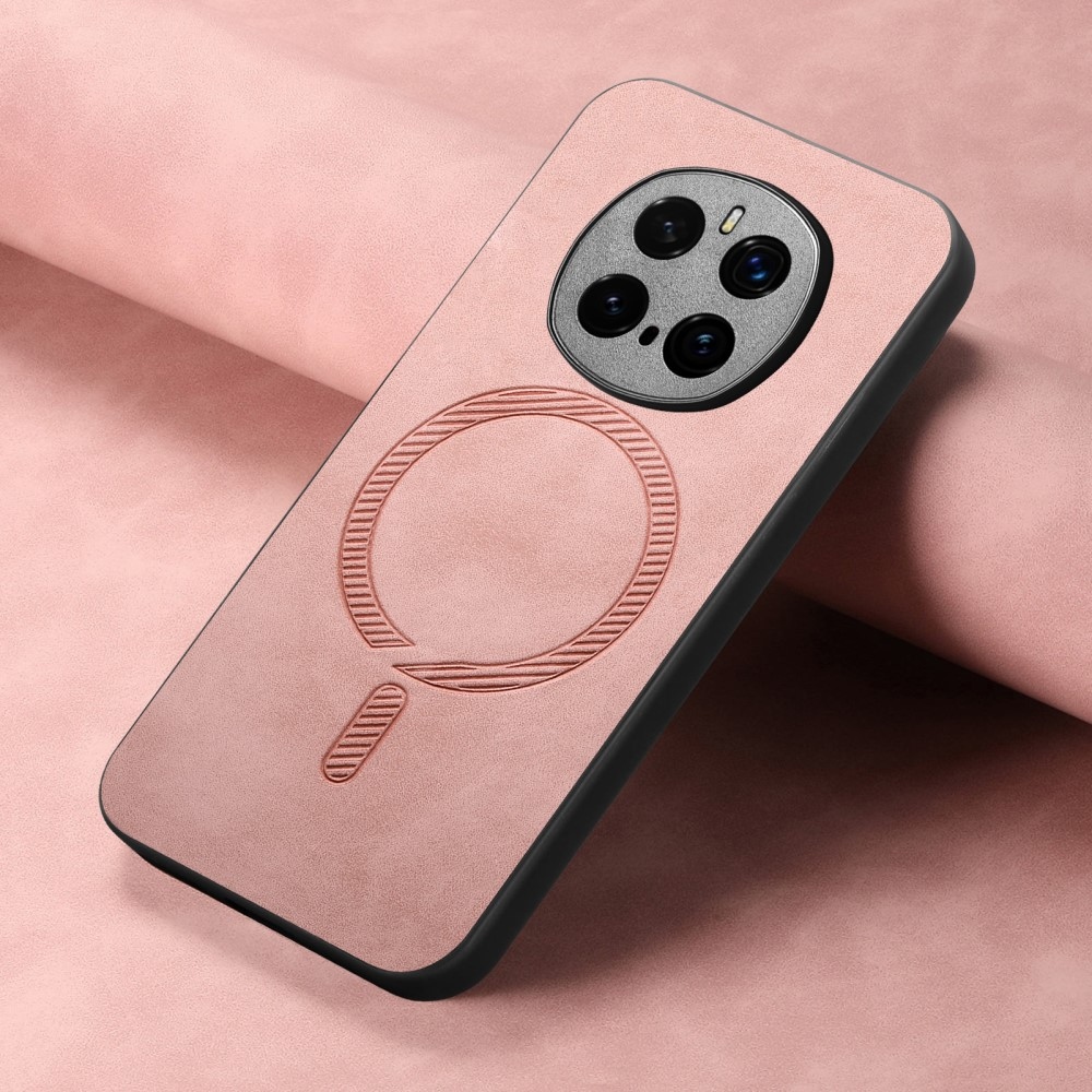 Skiny gelový obal s umělou kůží a podporou MagSafe na Honor Magic 7 Pro 5G - růžový