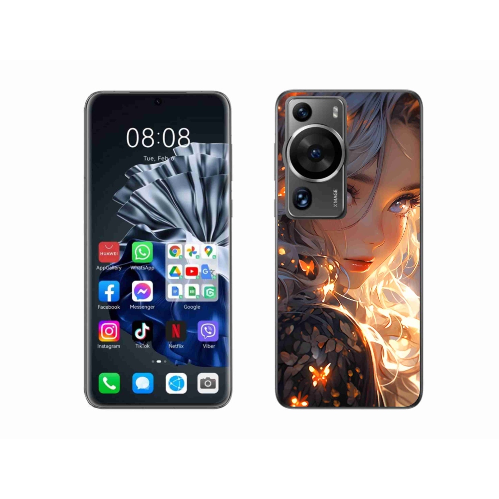 Gelový kryt mmCase na Huawei P60 Pro - dívka a motýli