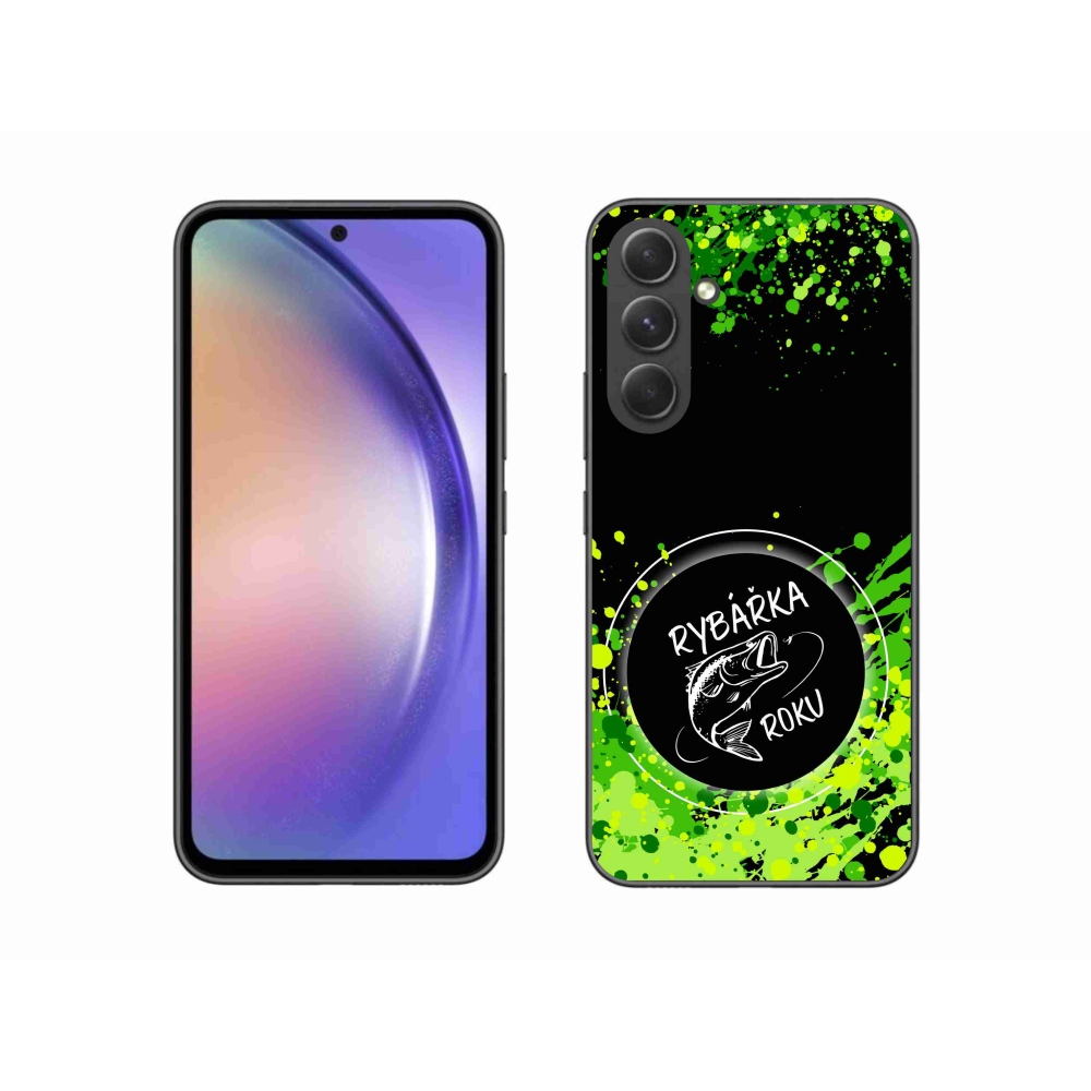 Gelový kryt mmCase na Samsung Galaxy A54 5G - rybářka roku černé pozadí