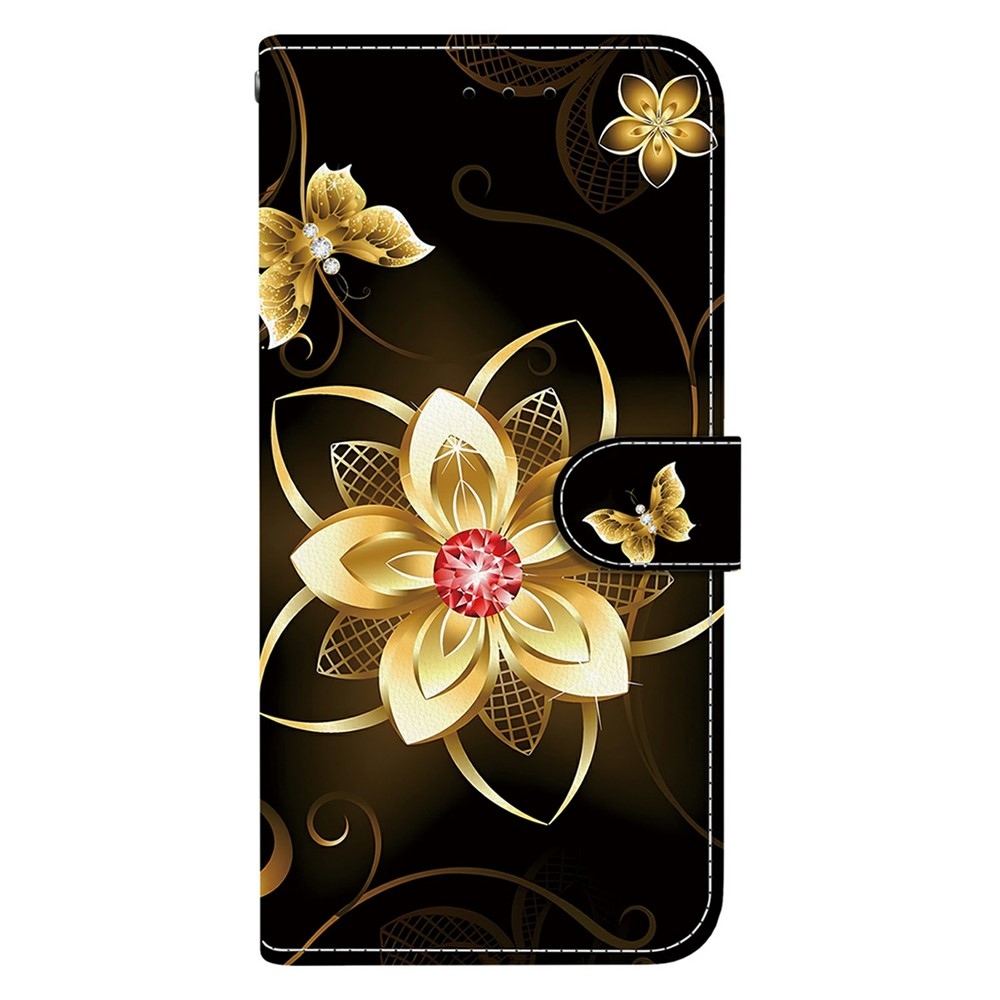 Versatile knížkové pouzdro na Xiaomi Redmi 15 4G (171mm) - zlatý květ