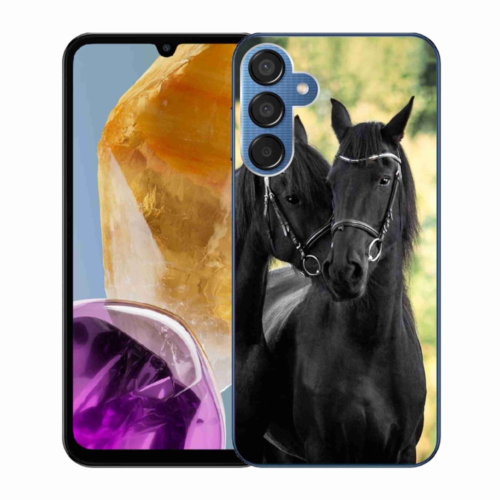 Gelový kryt mmCase na Samsung Galaxy M15 5G - dva černí koně