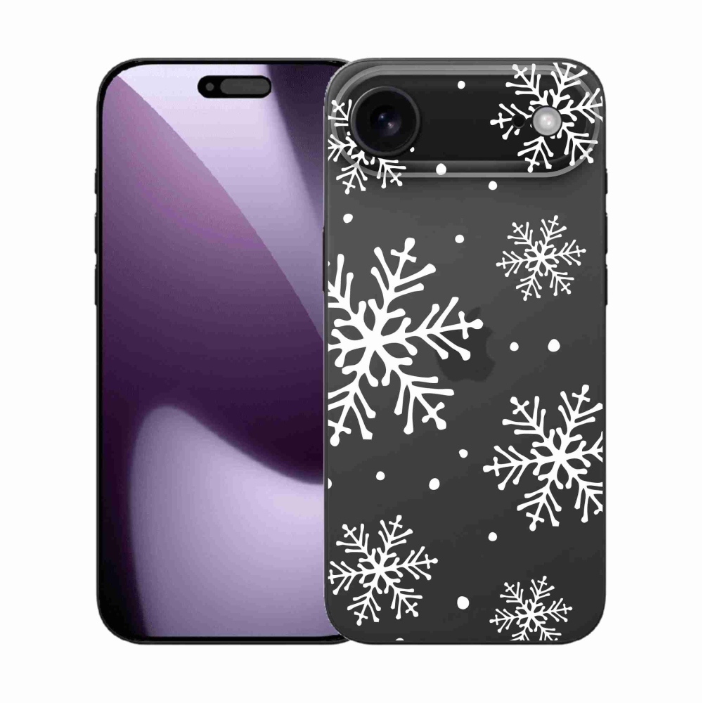 Gelový kryt mmCase na iPhone 17 Air - bílé vločky na průhledném pozadí