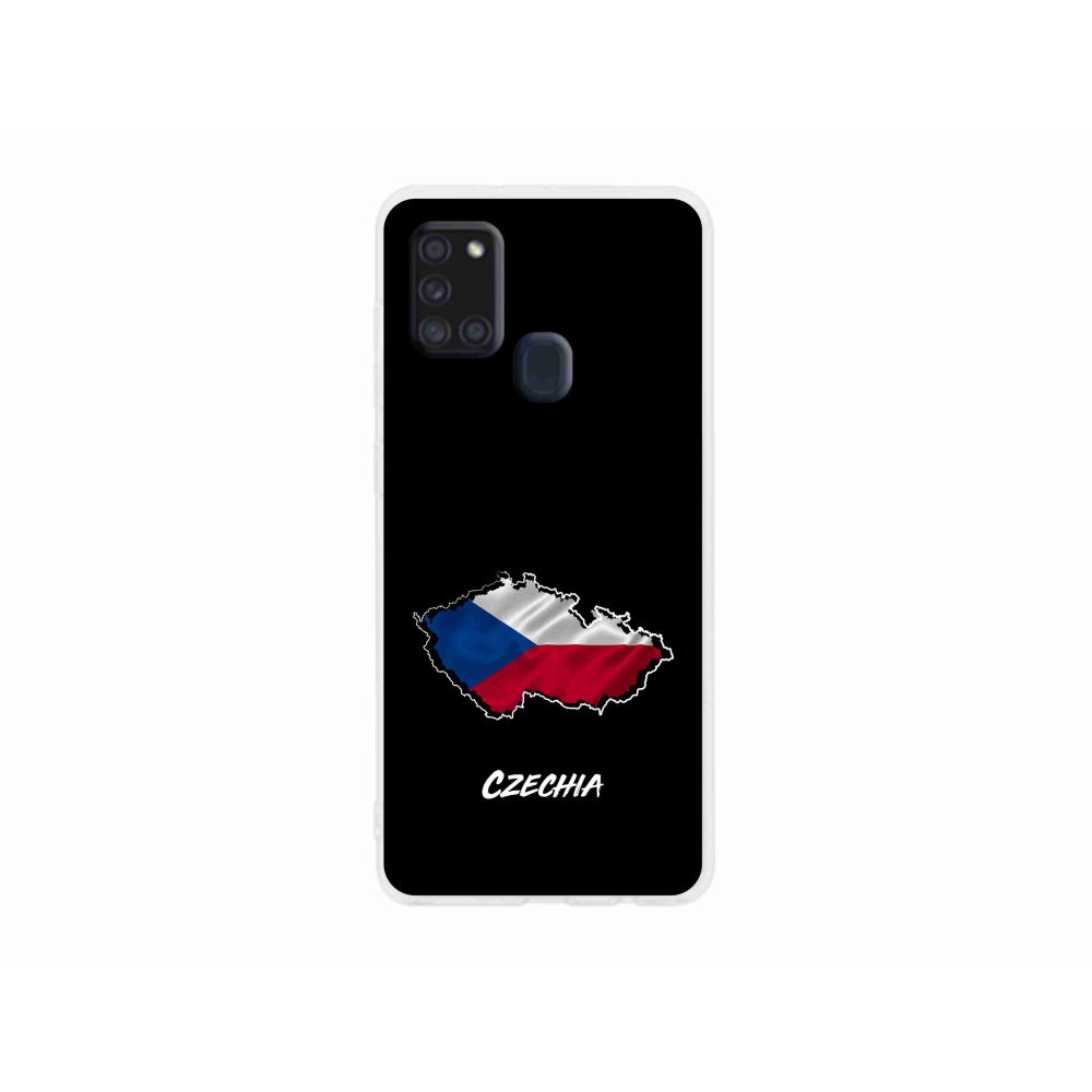 Gelový kryt mmCase na Samsung Galaxy A21s - Czechia černé pozadí