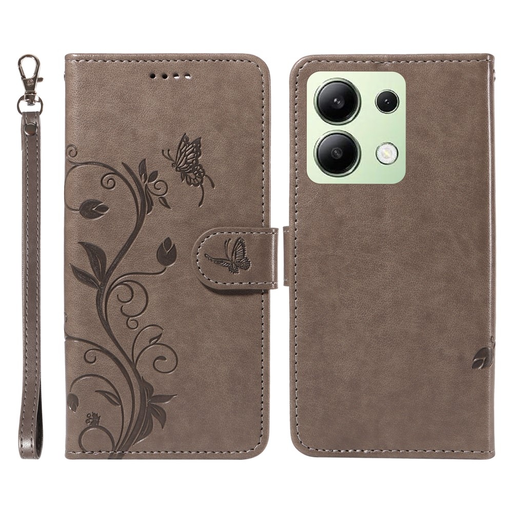 Flower knížkové pouzdro na Xiaomi Redmi Note 13 - šedé