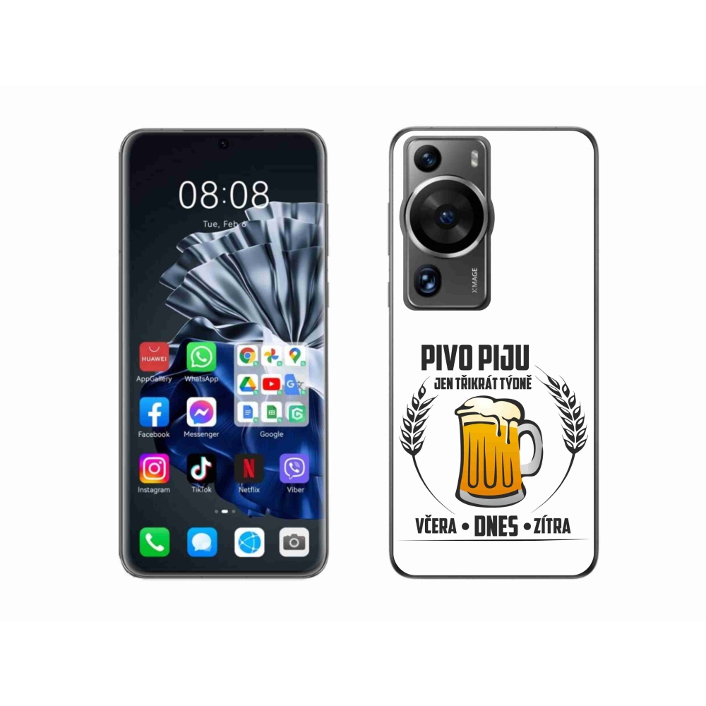 Gelový kryt mmCase na Huawei P60 Pro - pivní motiv bílé pozadí